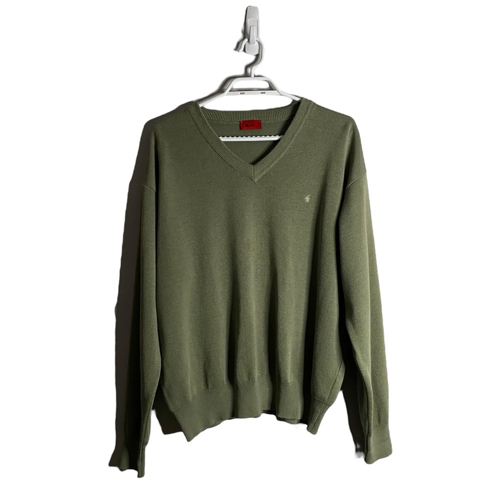 Gabicci Men's Green V-Neck Pullover Knit Sweater